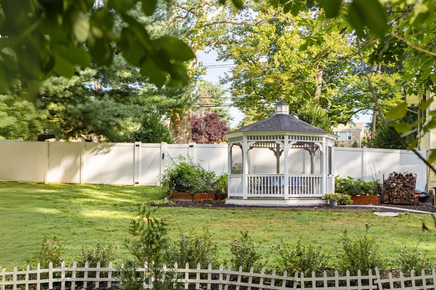 Vinyl octagon gazebo with shingle roof by Waterloo Products serving PA DE NJ MD